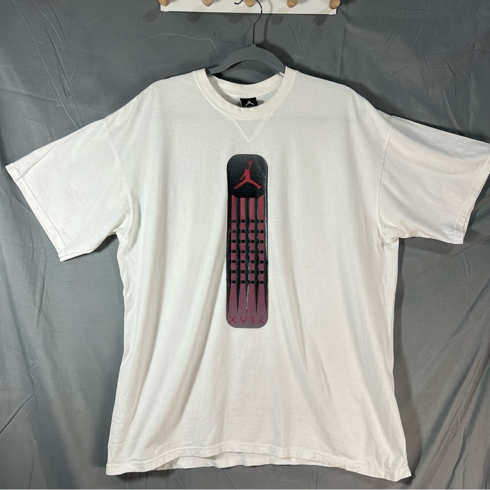 2001  Jordan 16 White T-Shirt with Black and Red Vertical Jumpman vintage